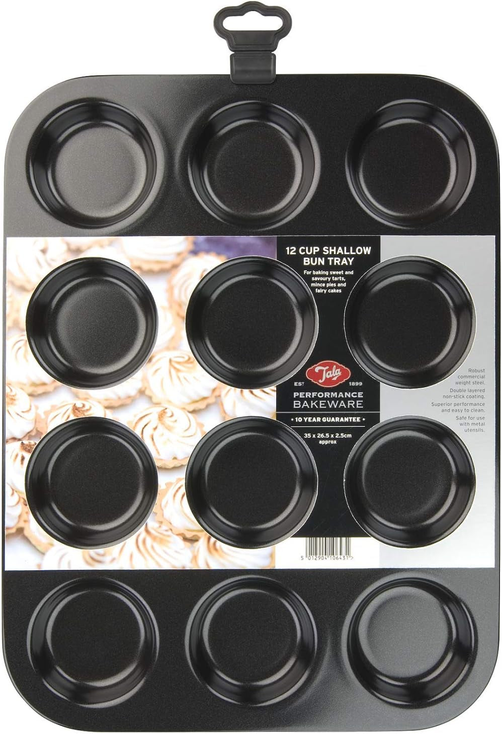 Tala Performance Muffin-Blech, 6 Löcher, Jumbo-Größe, Karbonstahl Von Professioneller Stärke, Mit Antihaftender Eclipse-Beschichtung, Schwarz Matrite si tavi pentru copt Naty Shop 12 Becher, Flach