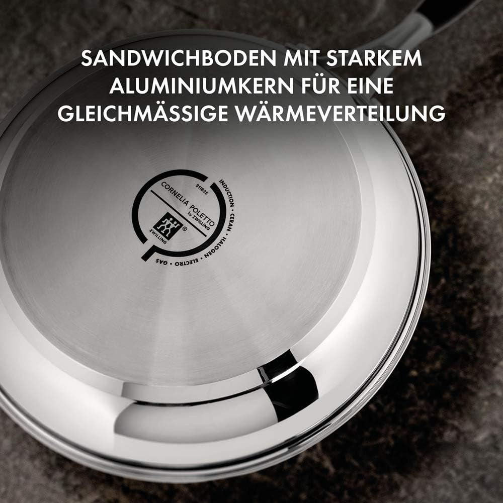 Sartenes ZWILLING CORNELIA POLETTO, con revestimiento antiadherente de 4 capas con partículas de diamante, acero inoxidable 18/10, para todo tipo de placas, incluida inducción Ollas y Sartenes Naty Shop