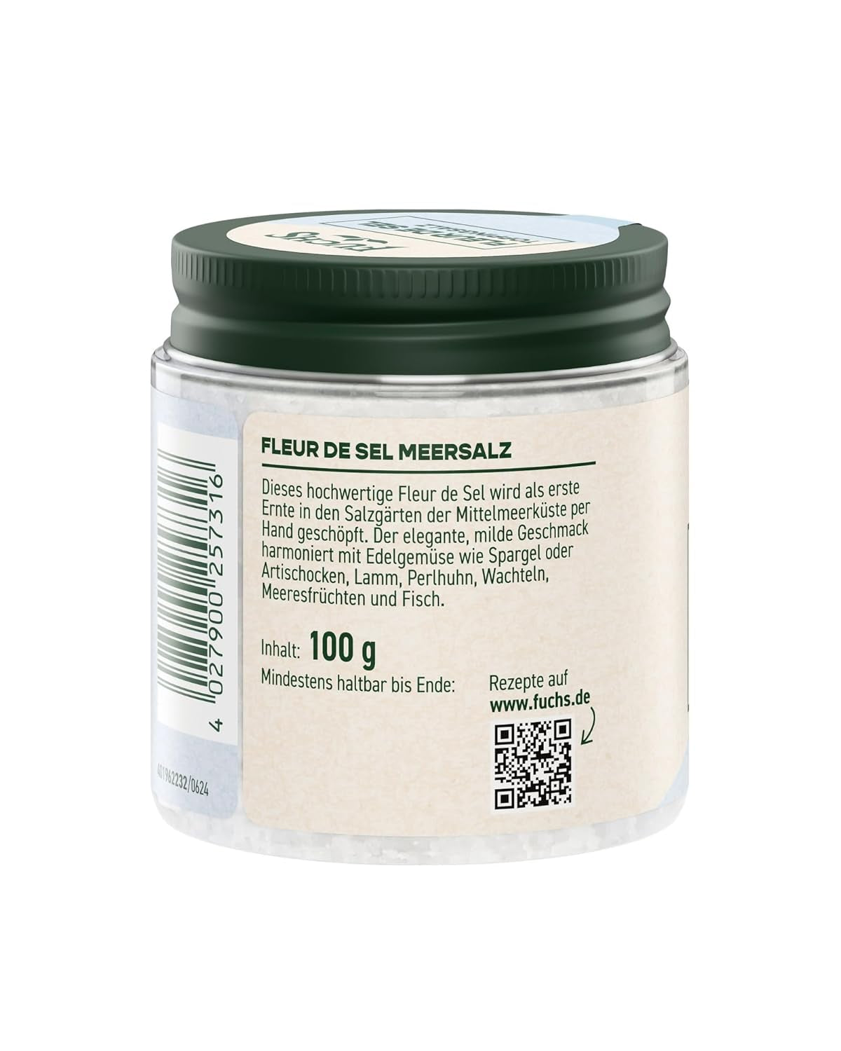 Fuchs Gewürze - Flor de sal | Sal Noble Topping para Espárragos, Mariscos y Pescados | Salsa de mar en calidad premium 100 g im wiederverschließbaren Gewürzglas