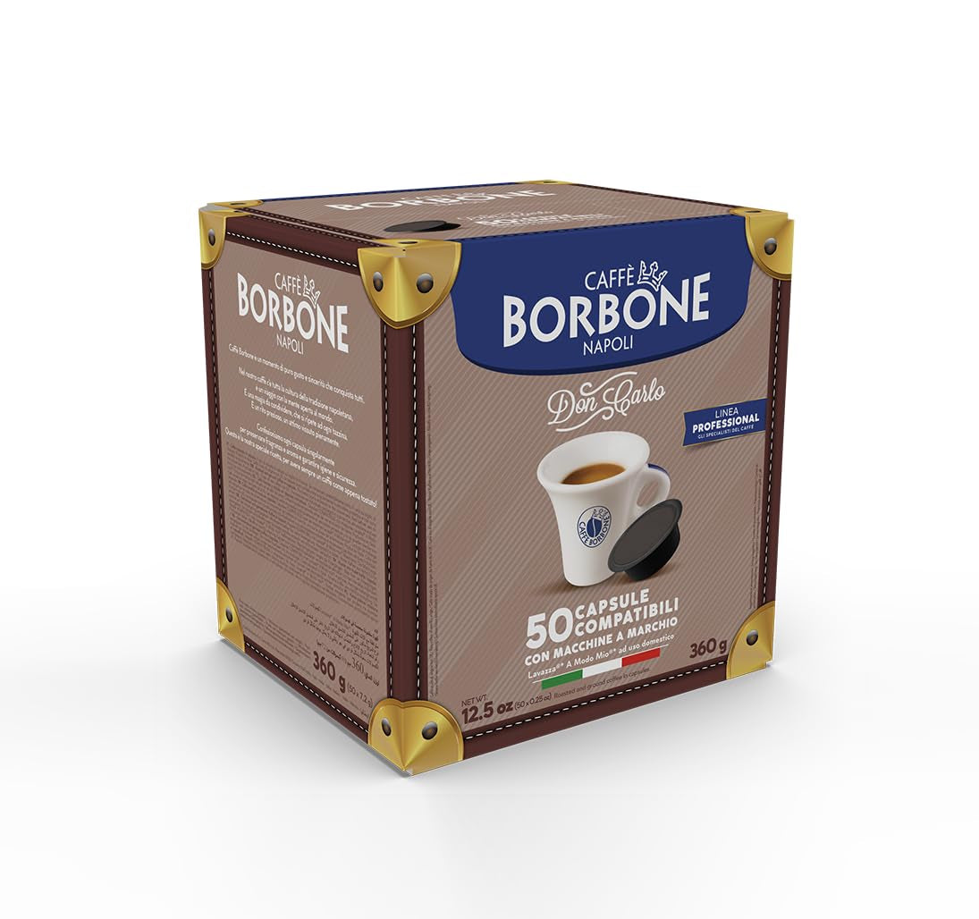 Caffè Borbone Don Carlo Blaue Blend - 50 Kapseln - Kompatibel mit Lavazza®* A Modo Mio®* Haushalts-Espressomaschinen