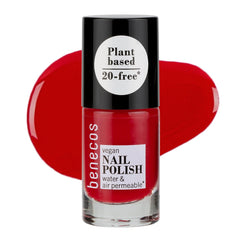 Benecos 20-Free esmalte de uñas vegano, rojo vintage - esmalte de uñas a base de hierbas - de secado rápido y de larga duración - permeable al agua - enriquecido con biotina - 5ml