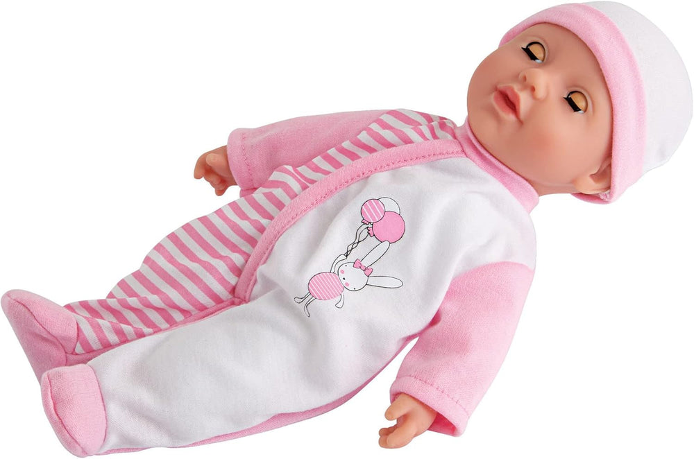 Simba 105140020 - My Love Baby Talk Muñeco de cuerpo blandito con ojos dormilones y lindo vestido Hace 24 sonidos de bebé Muñeco bebé de 30 cm a partir de 2 años Blanco Rosa Naty Shop Muñecas