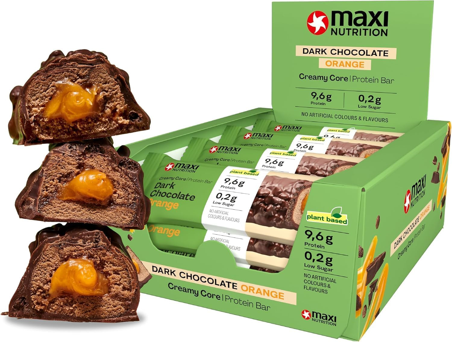 MaxiNutrition Barrita proteica vegana cremosa con chocolate, cacahuetes y caramelo 12x45g - barrita proteica vegana, 18% de proteína, 8,3 g por barrita, bajo contenido en azúcar (0,9 g), sin azúcar añadido, sin aromas artificiales