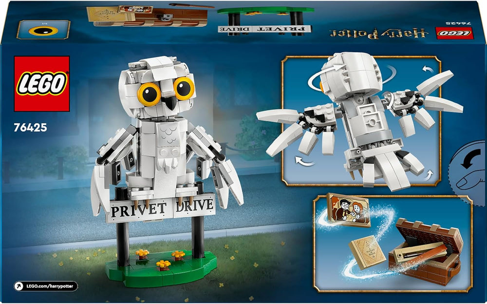 LEGO Harry Potter Hedwig en Privet Drive 4 Set de búho de juguete para niños, figura de animal para construir con maleta de Hogwarts, pequeño regalo para niños, niñas y todos los fans a partir de 7 años 76425 Juegos de construcción Besuche den LEGO-Store