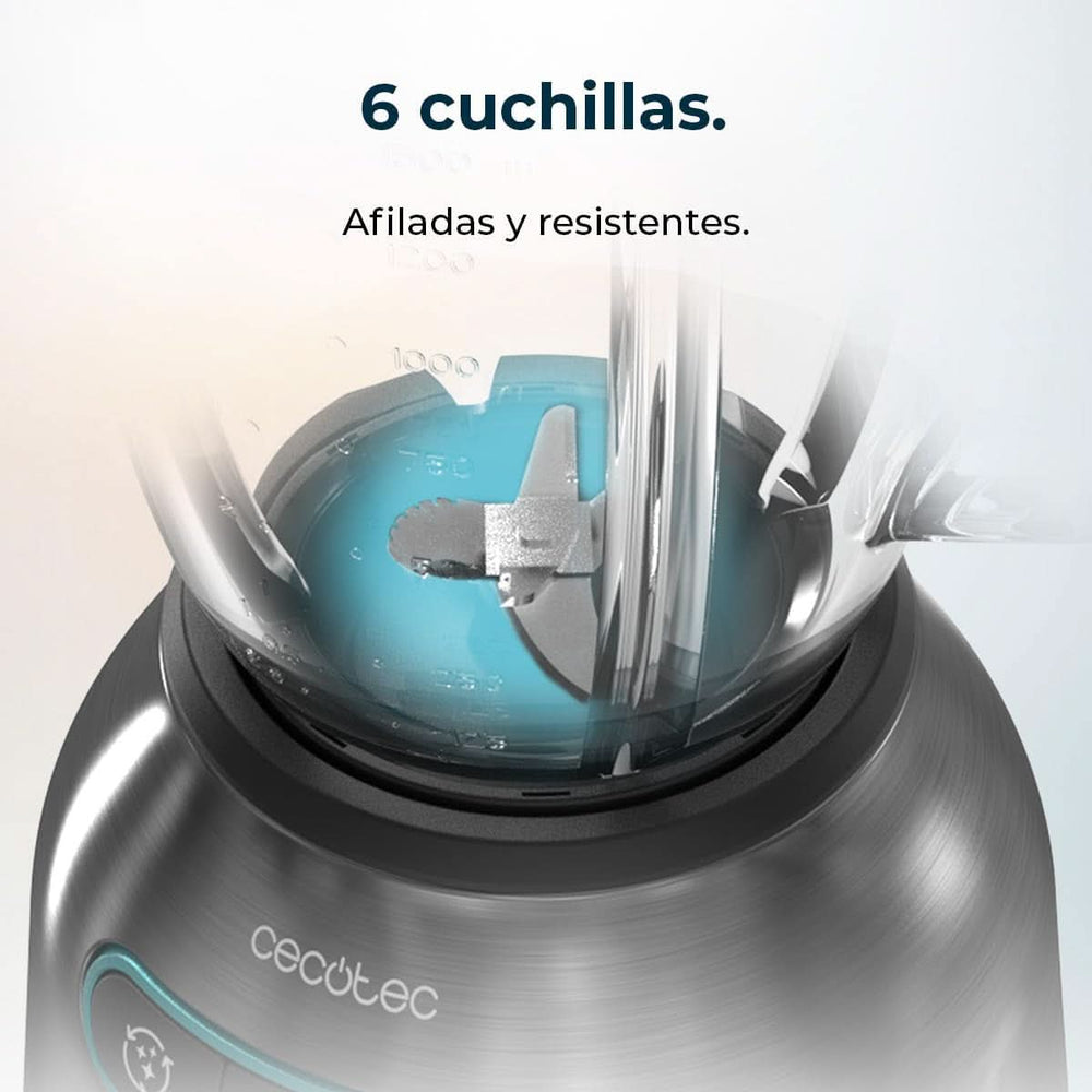 Cecotec Standmixer Power Black Titanium 2200MAX Smooth, 2200 W Maximale Leistung, 6 Klingen Aus Edelstahl, Ice-Crush-Funktion, Turbo- Und Smoothie-Funktion, Autoclean-Funktion Bucatarie Naty Shop