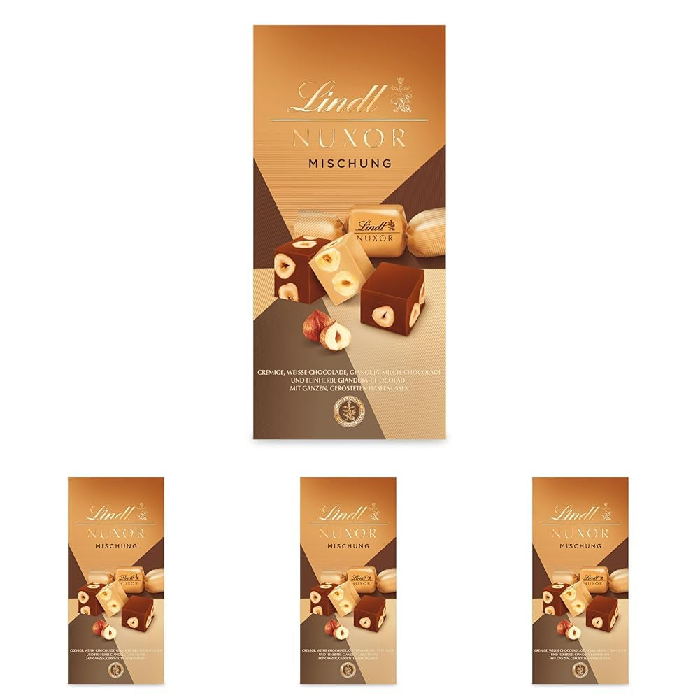 Chocolate Lindt | Mezcla para bolso NUXOR | 103g | Cubitos de Chocolate Cremoso Gianduja en Tres Surtidos con Avellanas Enteras Tostadas | regalo de chocolate