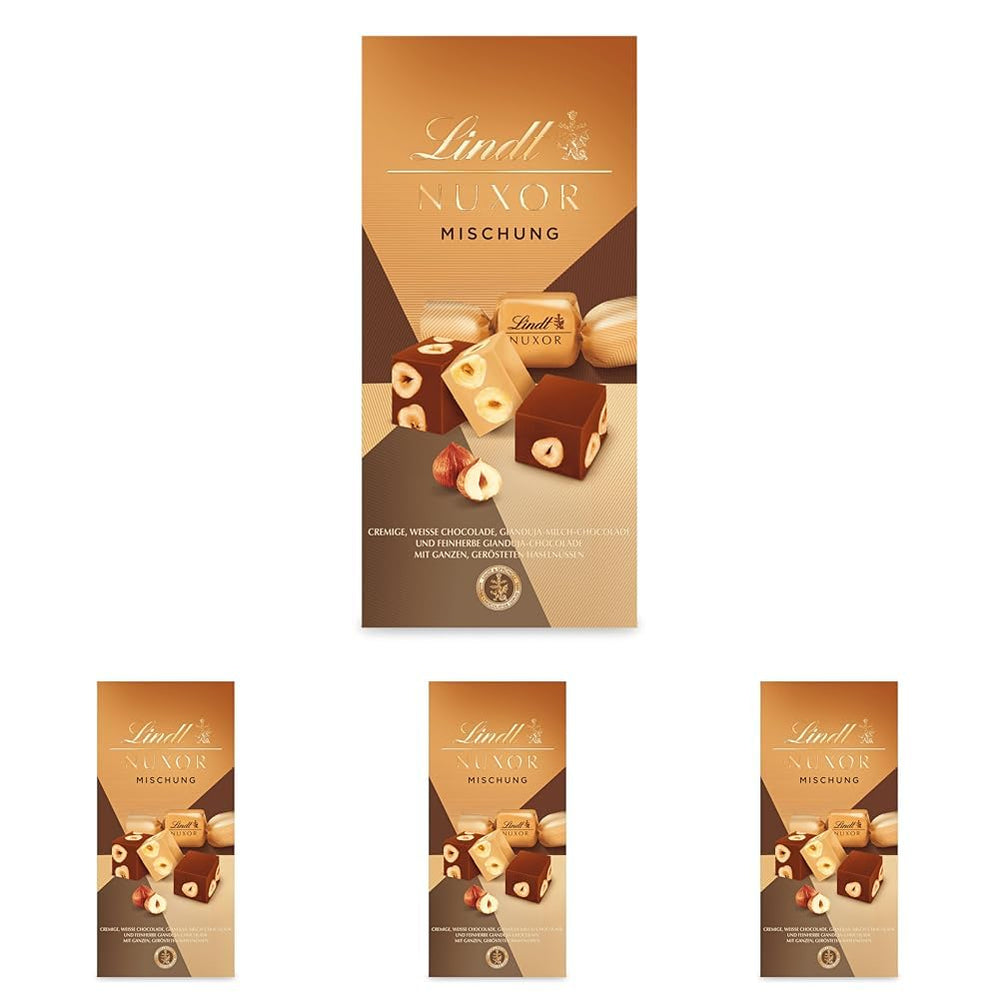 Chocolate Lindt | Mezcla para bolso NUXOR | 103g | Cubitos de Chocolate Cremoso Gianduja en Tres Surtidos con Avellanas Enteras Tostadas | regalo de chocolate