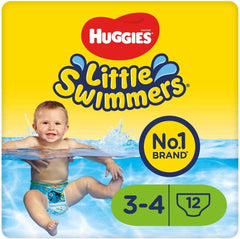 Huggies Little Swimmers Pañales de baño desechables para bebés y niños talla 3-4 (7-15 kg) 12 Pañales de baño unisex Madre y bebé Naty Shop
