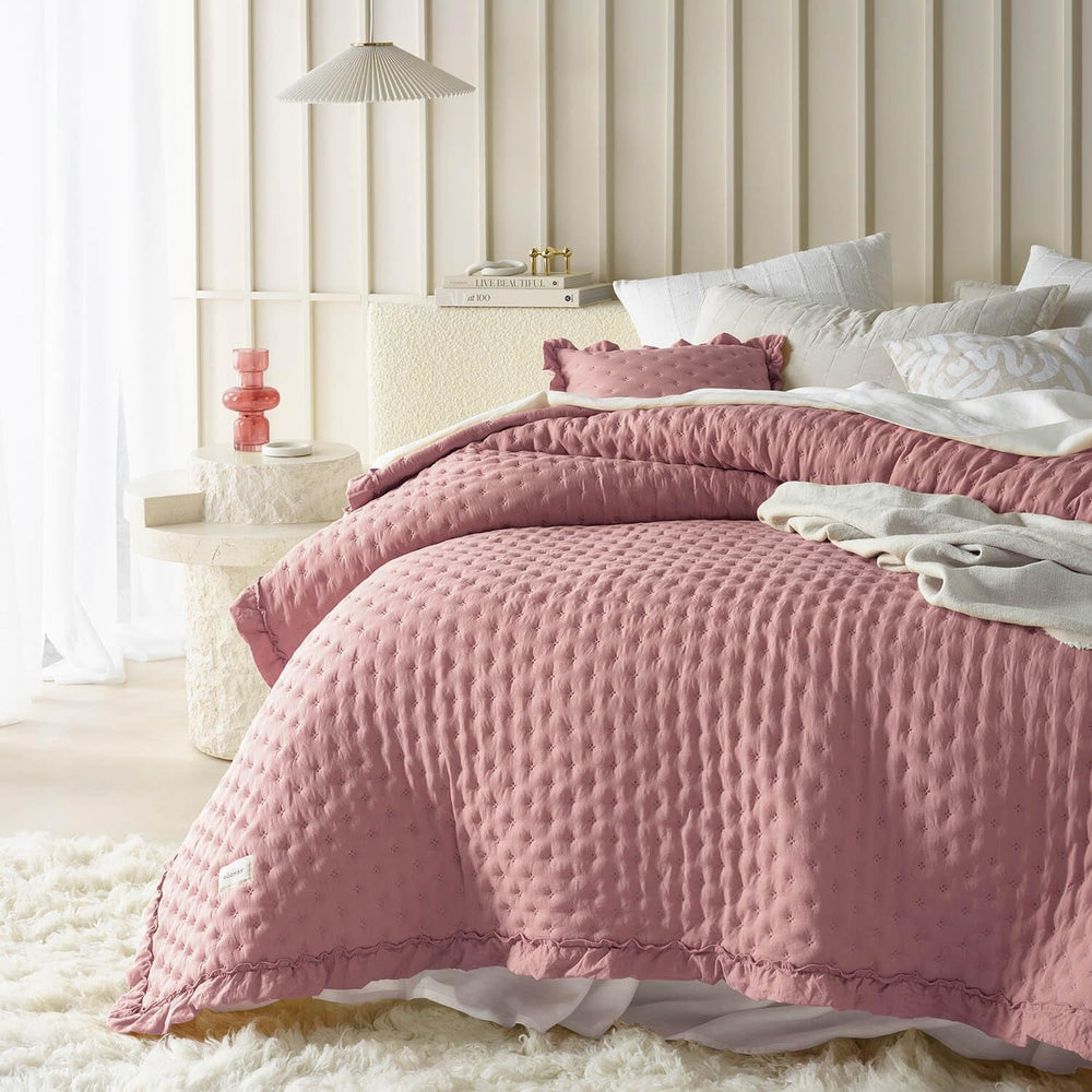 Molly Elegante colcha en color rosa empolvado 170 X 210 cm Colcha versátil como colcha o sofá Manta para cama y sofá Estilo manta Ideal como colcha Camas y mantas Besuche den ROOM99-Store Rosa 220X240