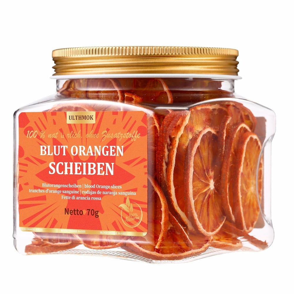 Felii de grapefruit uscate premium 100 g, grapefruit deshidratat, 100% natural, fără aditivi și fără zahăr adăugat. Produse deshidratate Naty Shop Felii de portocale roșii