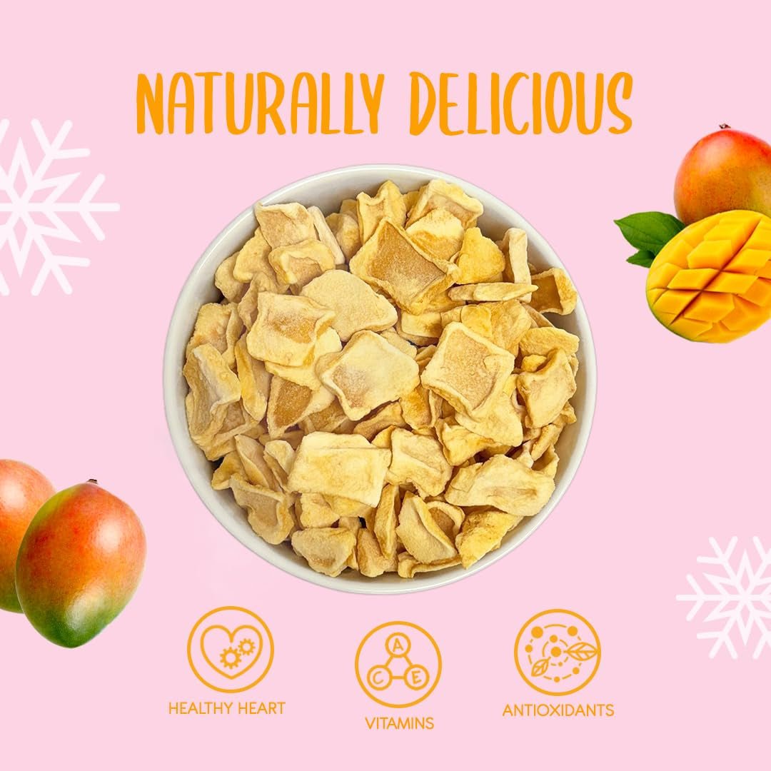 Felii de mango liofilizate 100g - chipsuri de mango liofilizate - fructe uscate liofilizate - fructe liofilizate, mango uscat pentru decorare, gustări, smoothie-uri, deserturi Produse deshidratate Naty Shop
