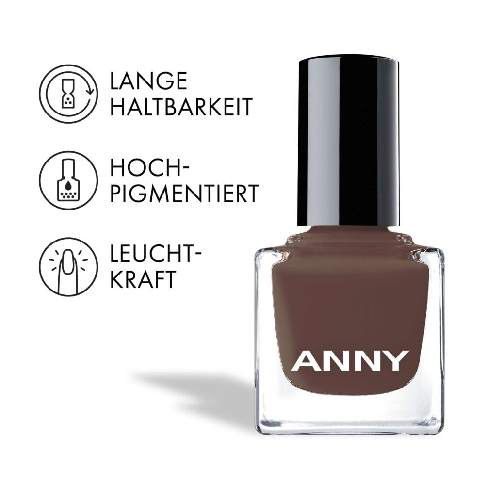 ANNY Esmalte de uñas - Esmalte de uñas de color de alta calidad, duradero, resistente a las astillas y de secado rápido, color: rojo hermana - marrón moca elegante - 15 ml