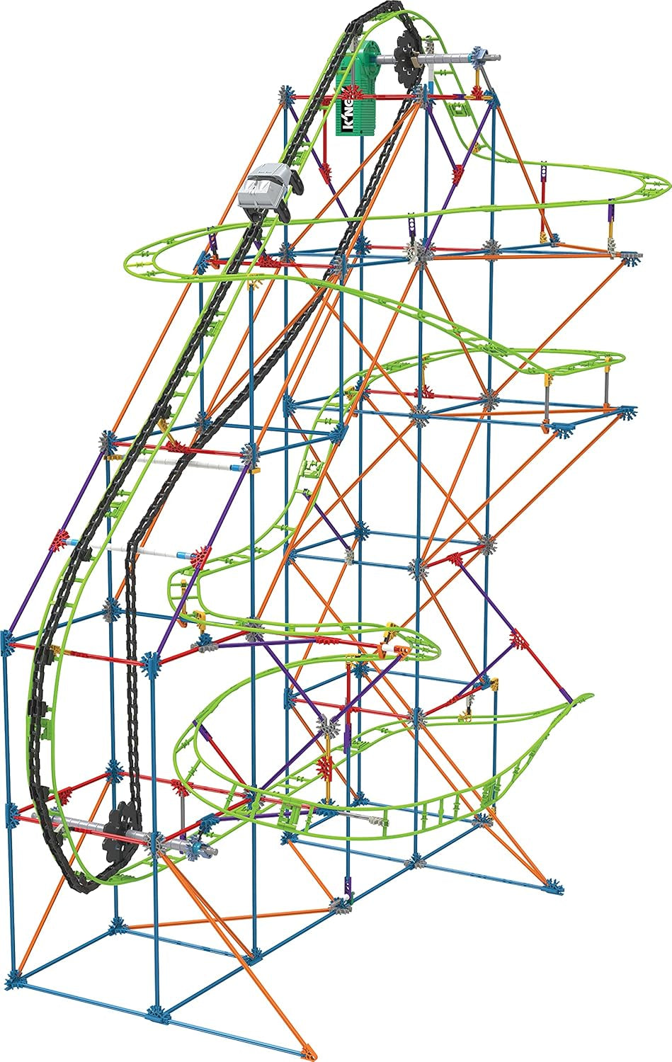 K'NEX 51438 Typhoon Frenzy Montaña rusa, modelo 2 en 1, juego de construcción colorido para niños y niñas, juguete de 19 pies, juego de construcción para niños de 640 piezas para niños a partir de 9 años