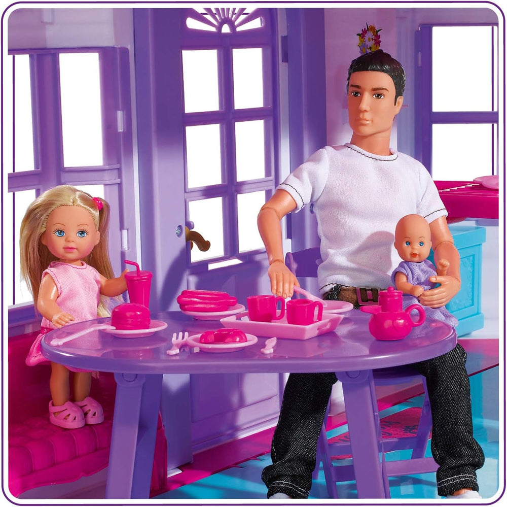 Simba 104661996 - Steffi Love Dreamhouse, Casa de Juegos Grande, 4 Habitaciones, SIN TÍTERES, 84 cm de Alto, Dos Niveles, Campana Funcional, Casas de Muñecas Plegables Naty Shop