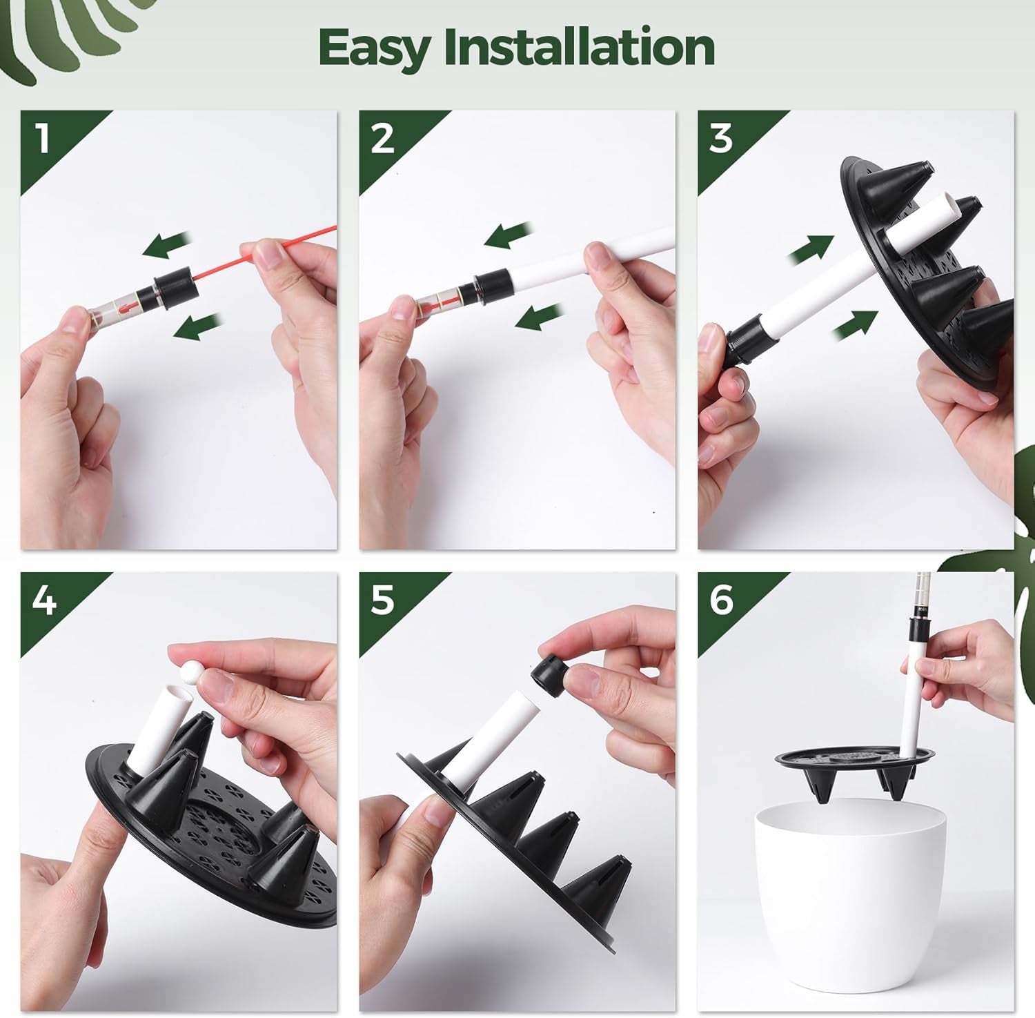 Ghiveci de flori T4U de 15 cm cu auto-udare și indicator de apă, alb, set de 4 ghivece, rezervor de apă cu auto-udare, pentru interior și exterior