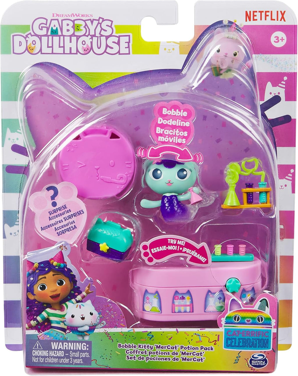 Gabby™S Dollhouse, Bobble Kitty Furniture Pack Of Meerkats, figură de pisică cu mobilier și accesorii pentru casa de păpuși, de la 3 ani Casute de papusi Naty Shop