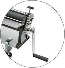 DKN Máquina para enrollar masa de pizza con manivela, 48,8 cm, máquina para hacer fideos, teigfolie con rodillos anti-empuñaduras y control Dicken - Construcción en acero macizo y aluminio