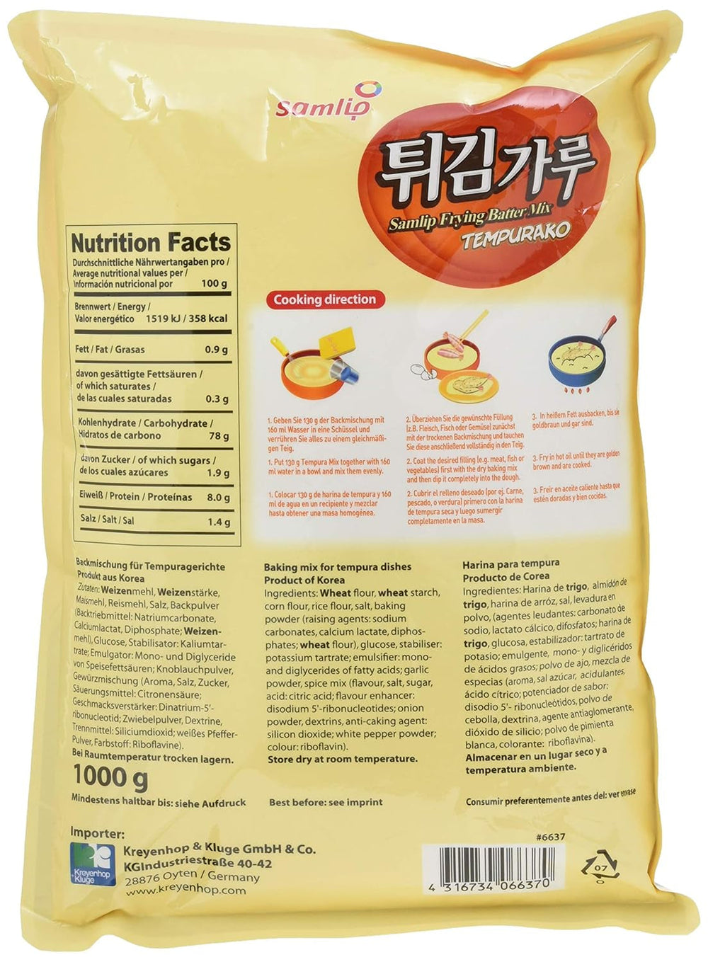 Backmischung Für Tempura Gerichte, 5Er Pack (5 X 1 Kg) Mezcla para hornear y cocinar Naty Shop