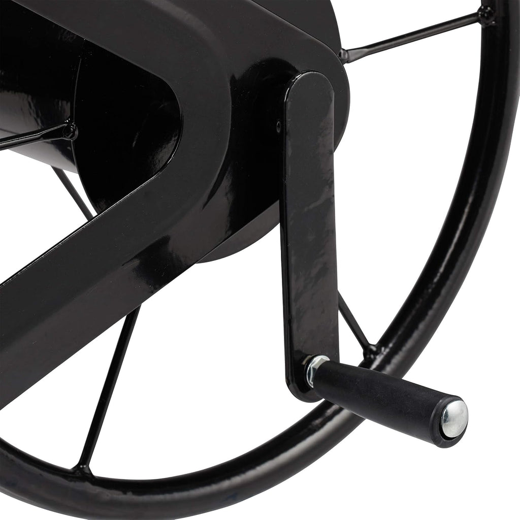 Tambur furtun Relaxdays, tambur furtun cu manivelă, pentru furtun de 60 m, oțel, ÎxLxA: 41,5 x 54 x 45 cm, negru