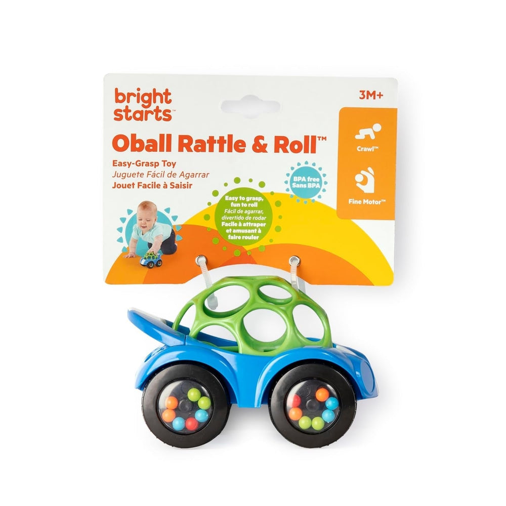 Bright Starts, Oball, mașină de jucărie cu zornăitor, verde-albastru Jucarii Bebe Naty Shop
