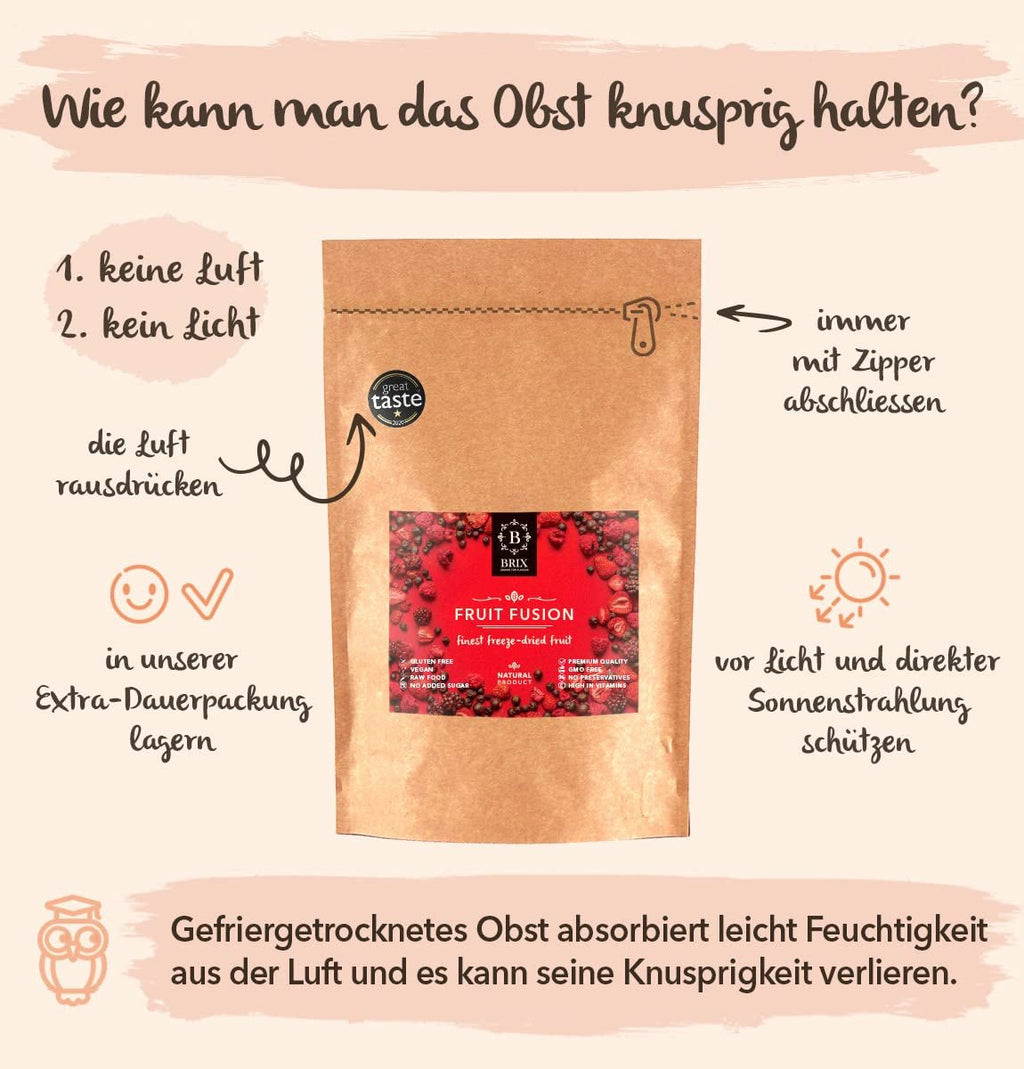 Fructe liofilizate BRIX | Amestec natural de fructe uscate 80 g | Premiul Great Taste pentru fructe uscate | Fără OMG, fără gluten, vegan, vitamine reținute Produse deshidratate Naty Shop