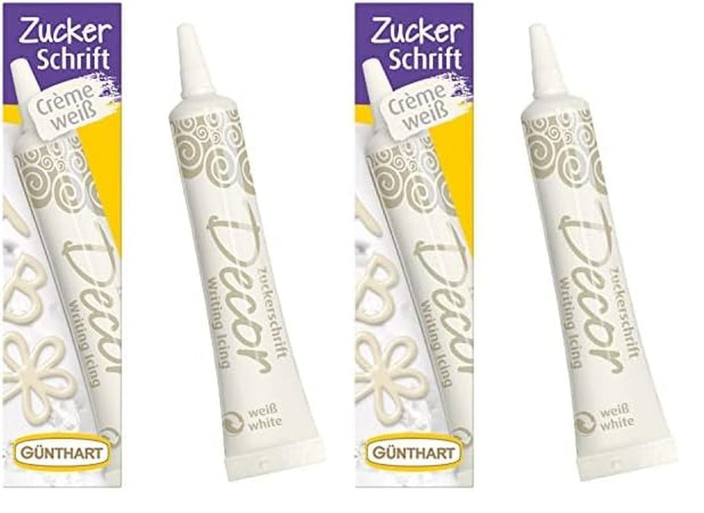 Günthart BackDecor 25 gr litere de zahăr ALB pentru orice desert în culoare albă din zahăr pentru litere și modele frumoase, 1 pachet (25 gr) Pasta de zahar Naty Shop Mediu (pachet de 2) Scrisori de zahăr alb