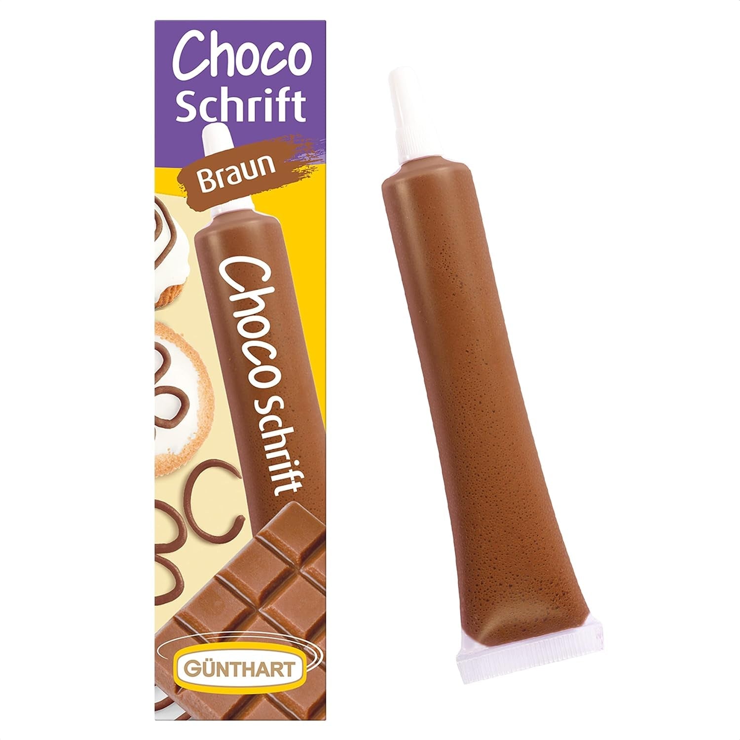 Günthart BackDecor 25 gr litere de zahăr ALB pentru orice desert în culoare albă din zahăr pentru litere și modele frumoase, 1 pachet (25 gr) Pasta de zahar Naty Shop Mic Brown ciocolată scrisori