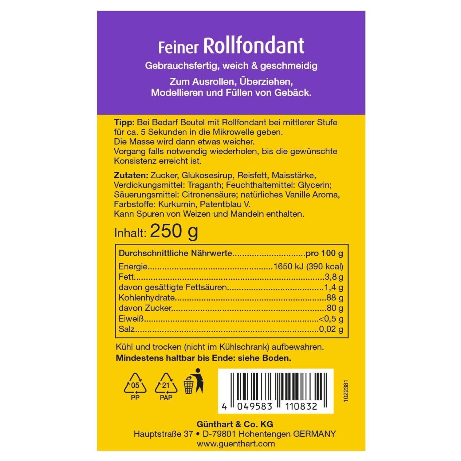 Günthart BackDecor 250 fondant verde, 100% vegan, fără ulei de palmier, rezistent la rupere pentru a acoperi prăjituri și produse de patiserie, potrivit pentru modelare, 1 pachet (1 x 250 g) Pasta de zahar Naty Shop