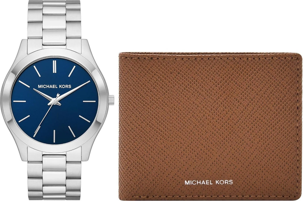 Michael Kors - Slim Runway Collection, culoare argintie, ceas din oțel inoxidabil pentru bărbați MK1060SET Portofel Barbati Naty Shop Titlu implicit