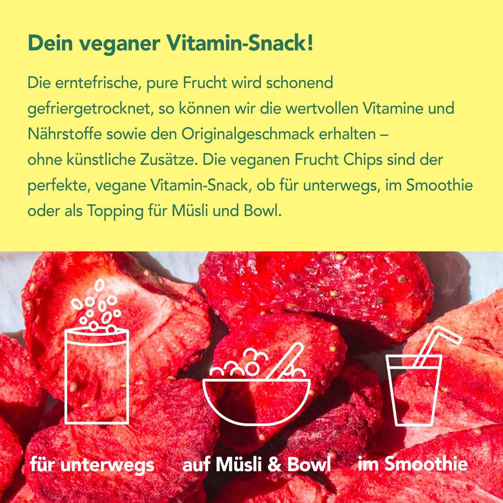 Mono chipsuri liofilizate - 300g chipsuri de căpșuni din căpșuni 100% naturale - fructe tropicale uscate - fructe uscate de căpșuni - gustare pentru muesli și deserturi - chipsuri de căpșuni Produse deshidratate Naty Shop