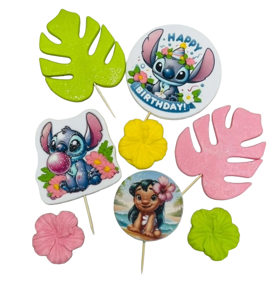 Set de 8 adornos comestibles para tartas – Diseños coloridos para fiestas