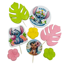 Set de 8 adornos comestibles para tartas – Diseños coloridos para fiestas