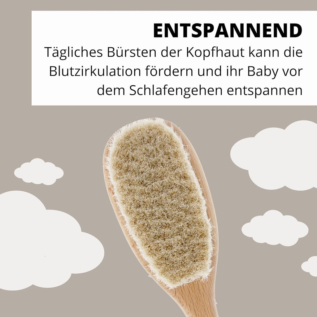 PARSA Beauty perie de păr pentru bebeluși cu păr de capră - perie de păr pentru bebeluși fabricată din lemn de fag certificat FSC® - perie pentru îngrijirea părului fin al bebelușilor - perie pentru bebeluși Copii - Baie si Skincare Naty Shop