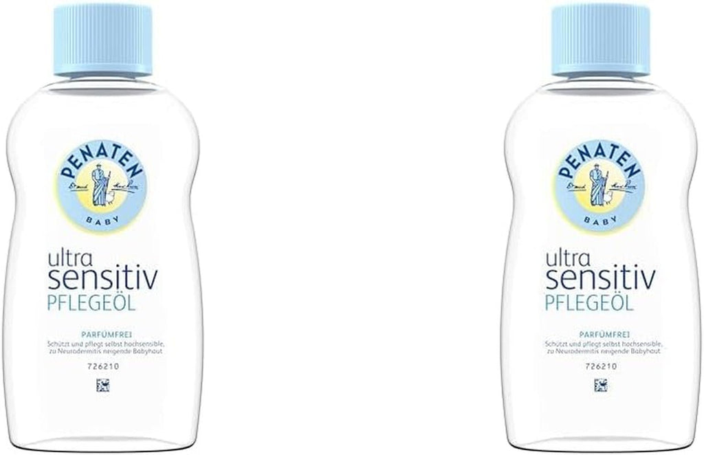 PENATEN Ultra Sensitive Care Cream Face & Body (100ml) cremă de față și de corp pentru bebeluși fără parfum, cremă hidratantă protectoare și hrănitoare pentru pielea foarte sensibilă a bebelușilor predispuși la neurodermatită Copii - Baie si Skincare Naty Shop 200 Ml (pachet de 2) Ulei de îngrijire ultra-sensibil