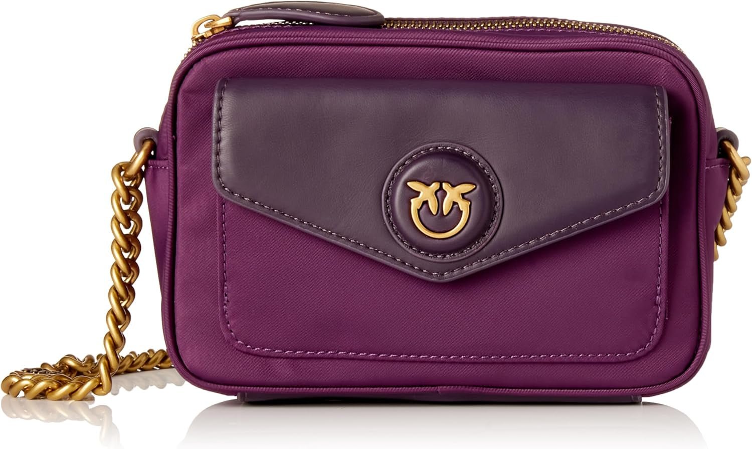 Pinko Nyllo Gate Camera CASE Reciclat NYLO Genti Femei Naty Shop W84Q_Violet Uva-Antique Gold