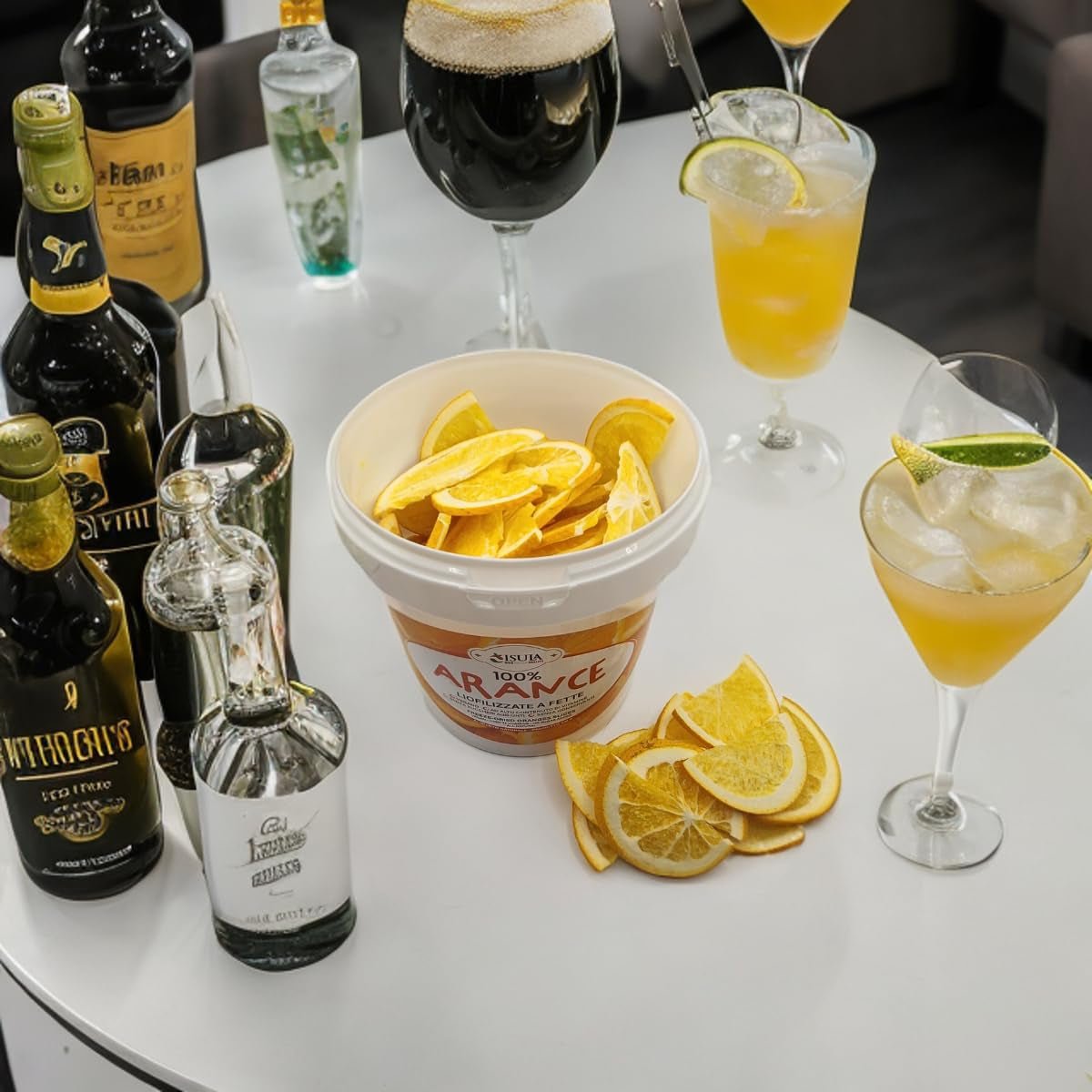 Portocale proaspete liofilizate în jumătăți de felii - portocale reci deshidratate pentru cocktailuri profesionale fructe proaspete liofilizate fructe uscate pentru cocktailuri -1 litru pachet aprox. 70 Produse deshidratate Naty Shop