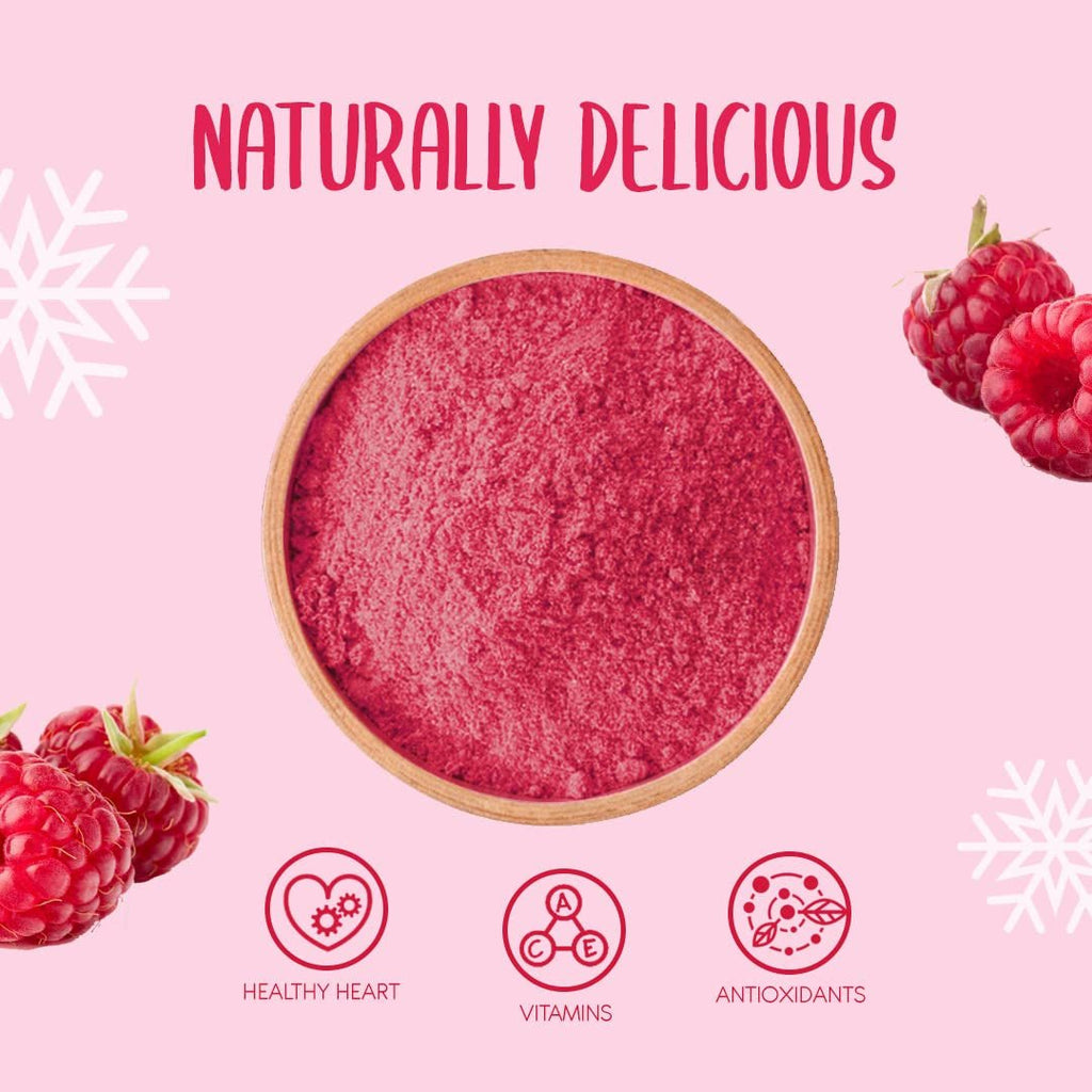 Pulbere de zmeură liofilizată 100g - Pulbere de fructe liofilizate - Pulbere de zmeură liofilizată pentru coacere, smoothie-uri și muesli - Pulbere de zmeură 100% naturală fără aditivi Produse deshidratate Naty Shop