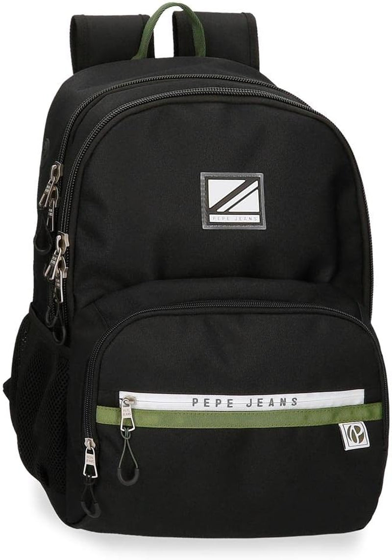 Rucsac Pepe Jeans Luca pentru laptop, compartiment dublu cu troler, 15.6 inch, negru, 31 x 44 x 15 cm, poliester 23.87 l, negru , Rucsac pentru laptop cu compartiment dublu și troler Bagaje și echipament de călătorie Naty Shop Rucsac 46