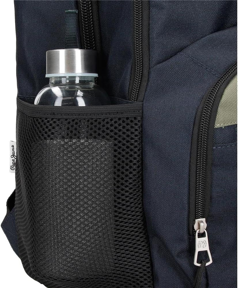 Rucsac școlar Pepe Jeans Cromwell, compartiment dublu, negru, 33 x 46 x 15 cm, poliester, 22.77 l, negru, Talla única, rucsac școlar cu compartiment dublu Rucsacuri si ghiozdane premium Naty Shop