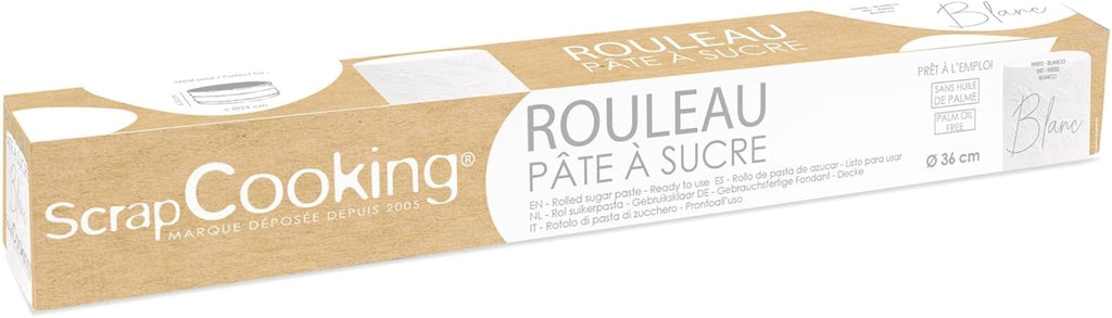 ScrapCooking - Roll fondant roz â'¬ 36 cm - Fondant negru rulat 430 g - Cake topper decorare topper fondant pentru prăjituri, coacere, aniversări, petreceri - Roz - 7264 Pasta de zahar Naty Shop Alb