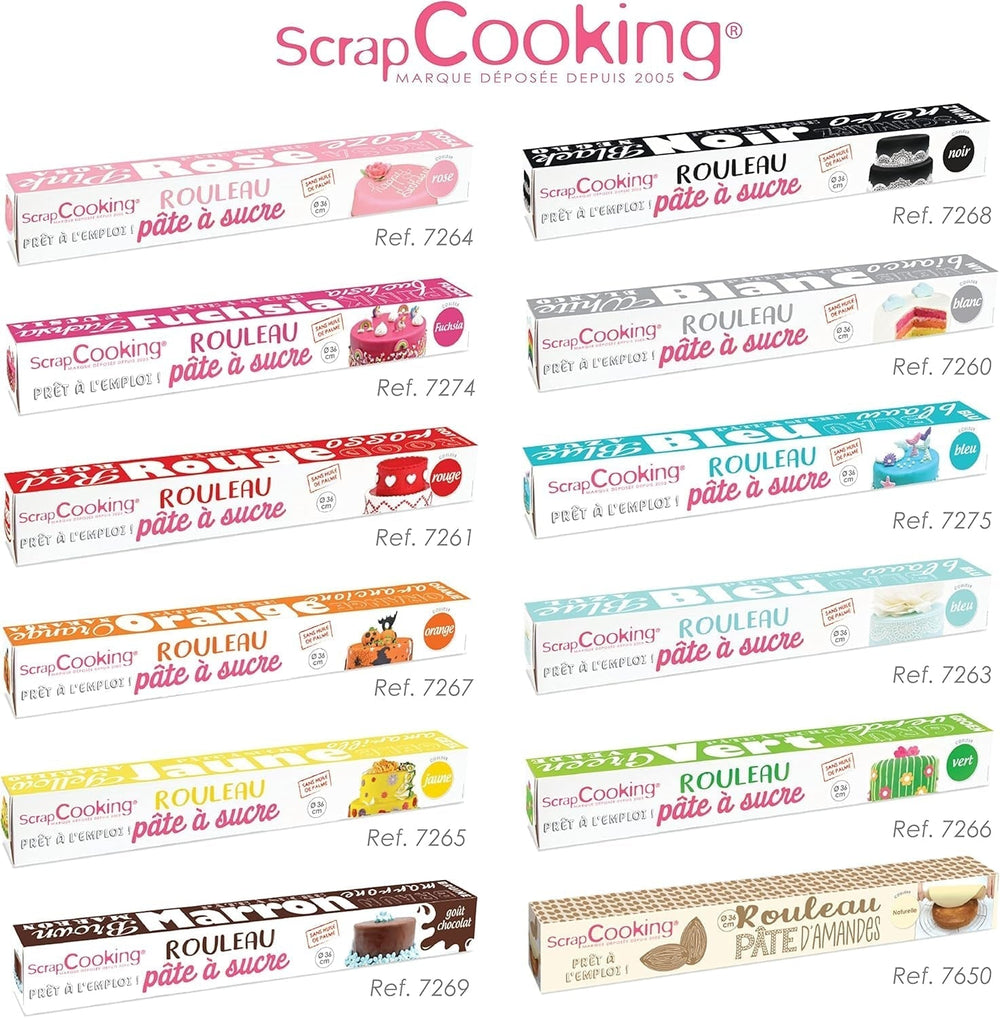 ScrapCooking - Roll fondant roz â'¬ 36 cm - Fondant negru rulat 430 g - Cake topper decorare topper fondant pentru prăjituri, coacere, aniversări, petreceri - Roz - 7264 Pasta de zahar Naty Shop