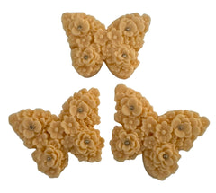 Set 3 decoratiuni comestibile din zahar, Fluturi somon Decoratiuni din Pasta de Zahar Nati Shop