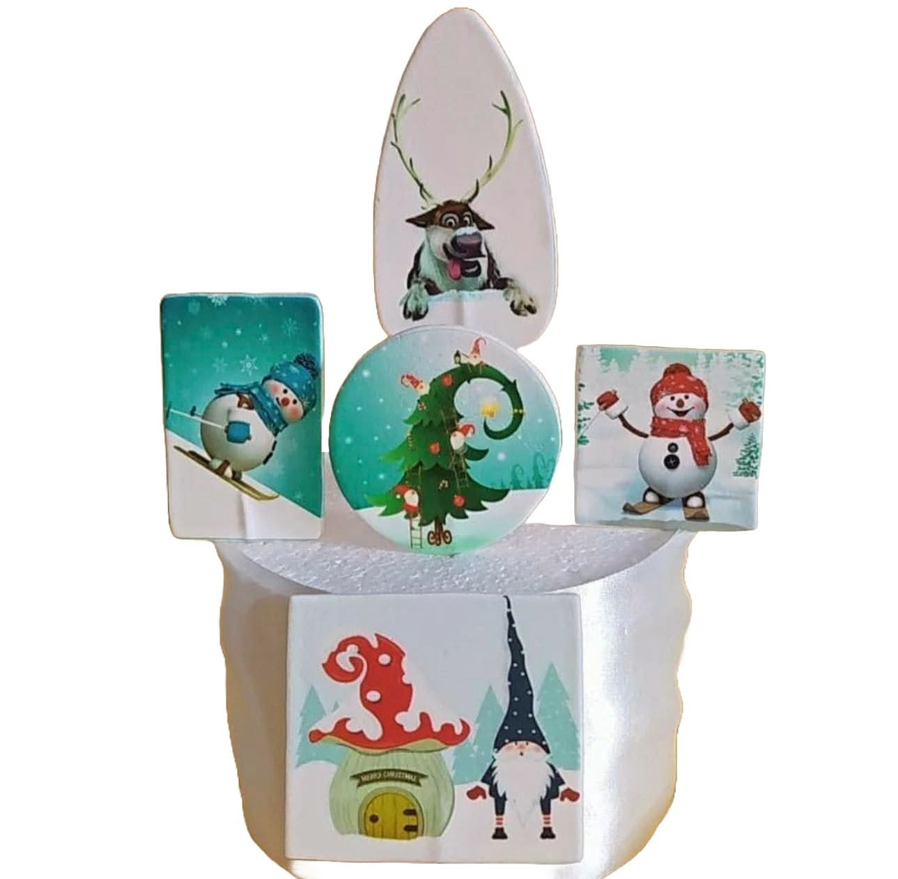 Set 5 decoratiuni comestibile din zahar, Craciun Nati Shop