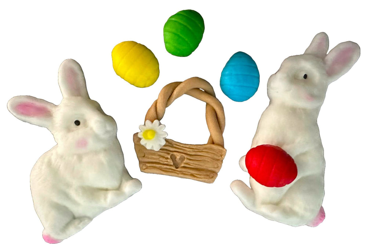 Set de 7 decoraciones de azúcar comestible, Decoraciones de pasta de azúcar de Pascua Nati Shop