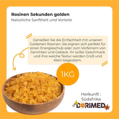 Stafide de aur | Stafide de aur uscate 1 kg | Fără zahăr | Stafide de aur mari | Fără OMG | Originar din Africa de Sud | Bogat în fibre | Produse deshidratate Naty Shop