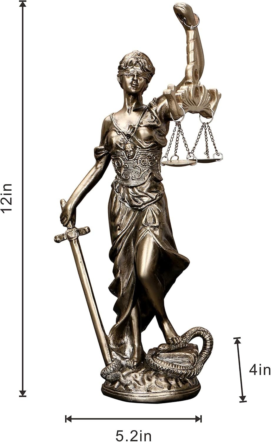 Statuia Doamna Justiției, 30,5 cm, statuie pentru justiție, zeița justiției, sculptură a justiției, înger greco-roman, justiție, statui oarbe pentru decor, Statuete si sculpturi Naty Shop