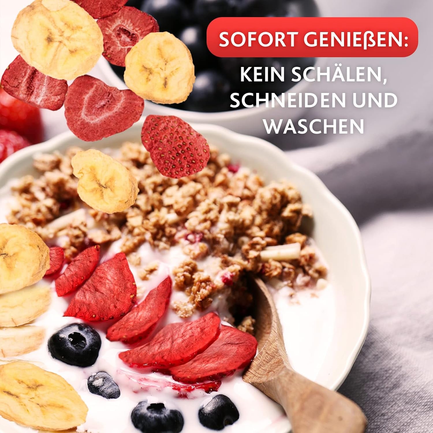 Strawberry-banana mix 200g - căpșuni liofilizate și banane liofilizate ca o gustare delicioasă într-o pungă Produse deshidratate Naty Shop