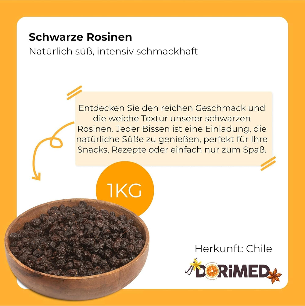 Sultane negre violet 1 kg | Struguri uscați | Fără semințe și fără zahăr | produse fără inginerie genetică | Potrivit pentru vegetarieni și vegani | Ideal pentru combinarea cu ciocolată | Produse deshidratate Naty Shop