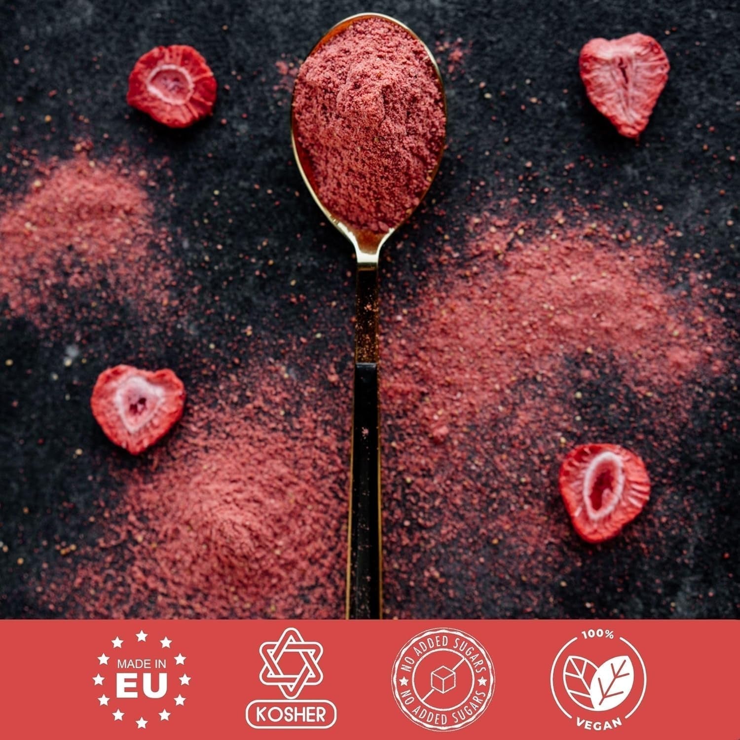 Summmer căpșuni liofilizate - pachet de 5 - fără zahăr, 100% naturale, delicioase gustări crocante pentru copii și adulți, ideale pentru cereale și cutii de prânz (55g) Produse deshidratate Naty Shop