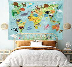 Tapiserie abakuhaus wanderlust harta animala lumii desene Casa - Accesorii si Decoratiuni Naty Shop